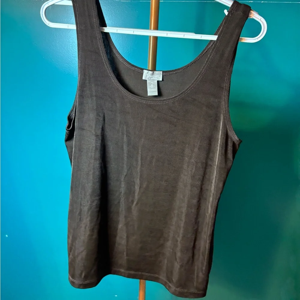 Chico's Travelers Chocolate Brown Sleeveless Tank Top with Capri Pants Set - Picture 2 of 6